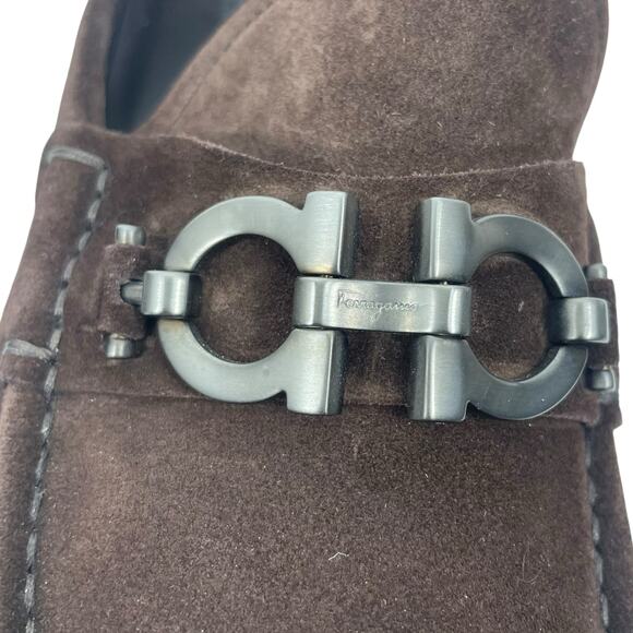Salvatore Ferragamo Master Gancini Bit Suede Loafer Brown Size 10EE/ US 11 - Picture 7 of 15